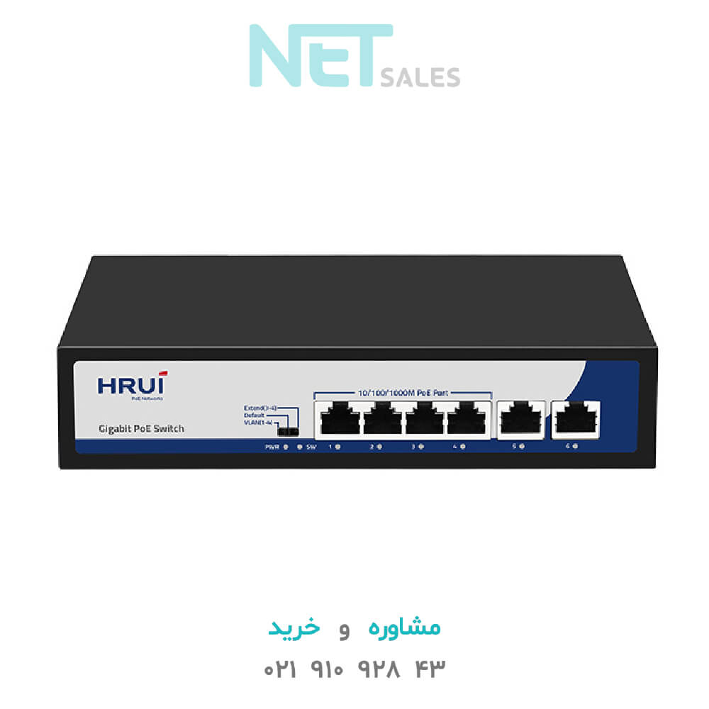 سوئیچ شبکه PoE برند HRUI مدل HR900-AFG-42N